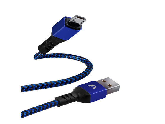 Cable Argom Tipo-A 2.0 A Micro USB 1.8M Nylon Trenzado Azul