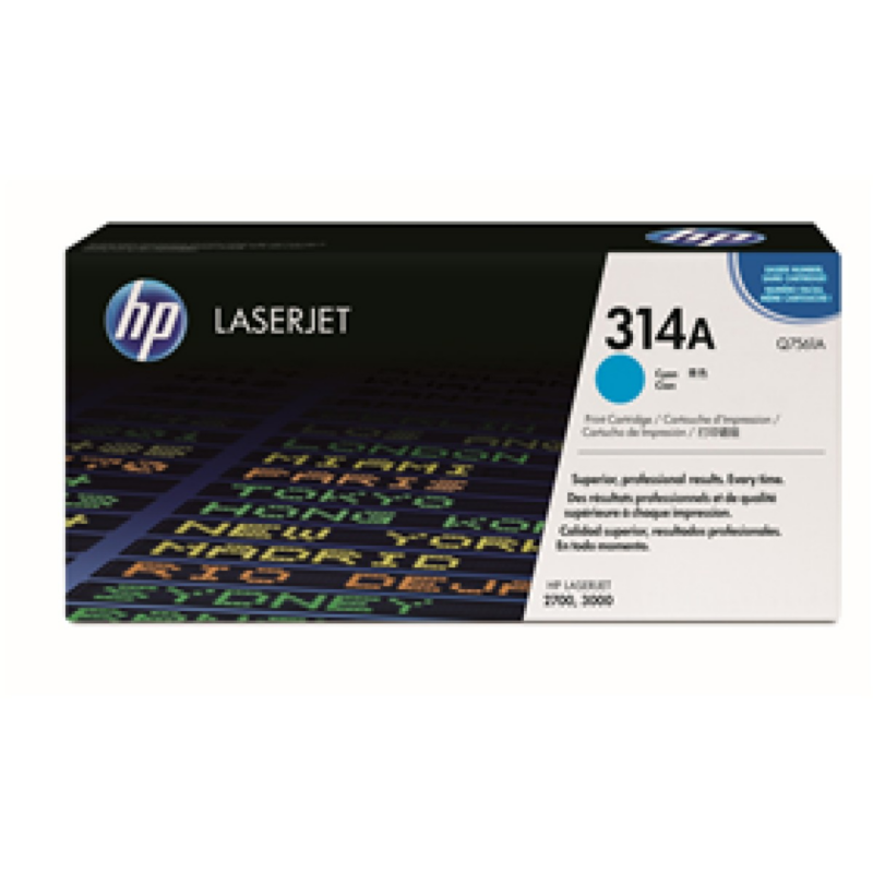 Toner Hp 314A - Q7561A - Cyan - 3,500 Paginas - Para Impresora Laserjet Color - 2700 / 3000