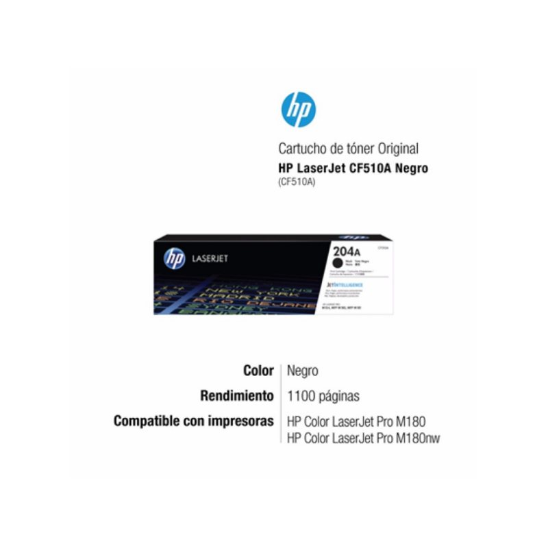 Toner Hp 204a Cf510a Negro 1100 Paginas Laserjet M180 M154