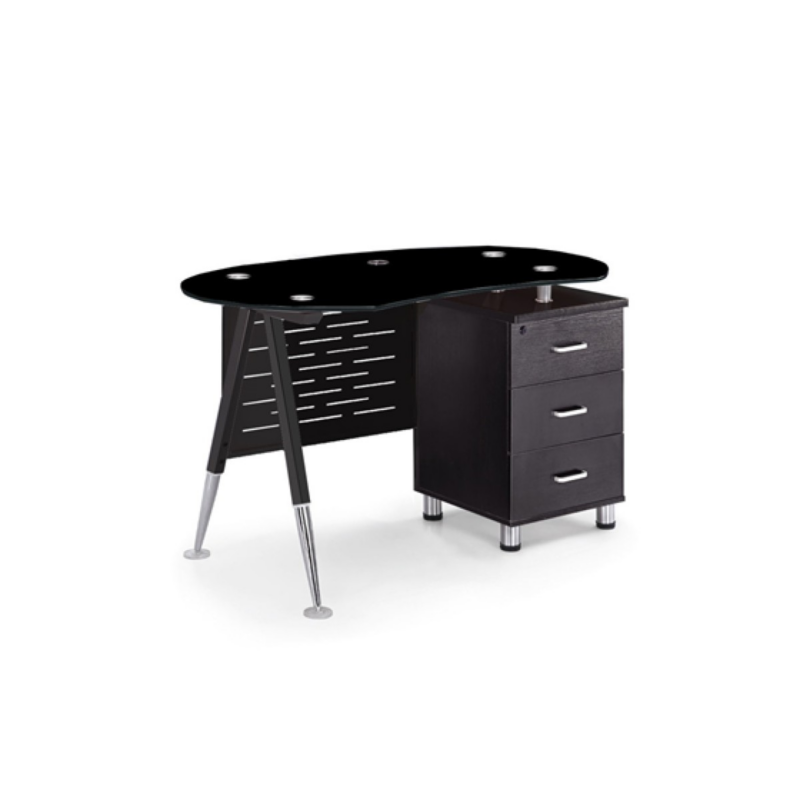 Escritorio Myo Con Tope De Cristal 1 Cajon Base De Metal Color Negro