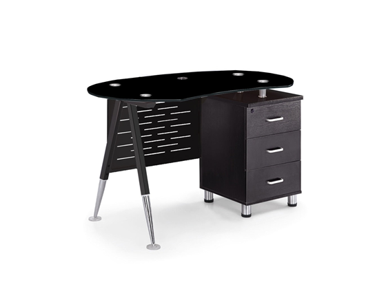 Escritorio Myo Con Tope De Cristal 1 Cajon Base De Metal Color Negro