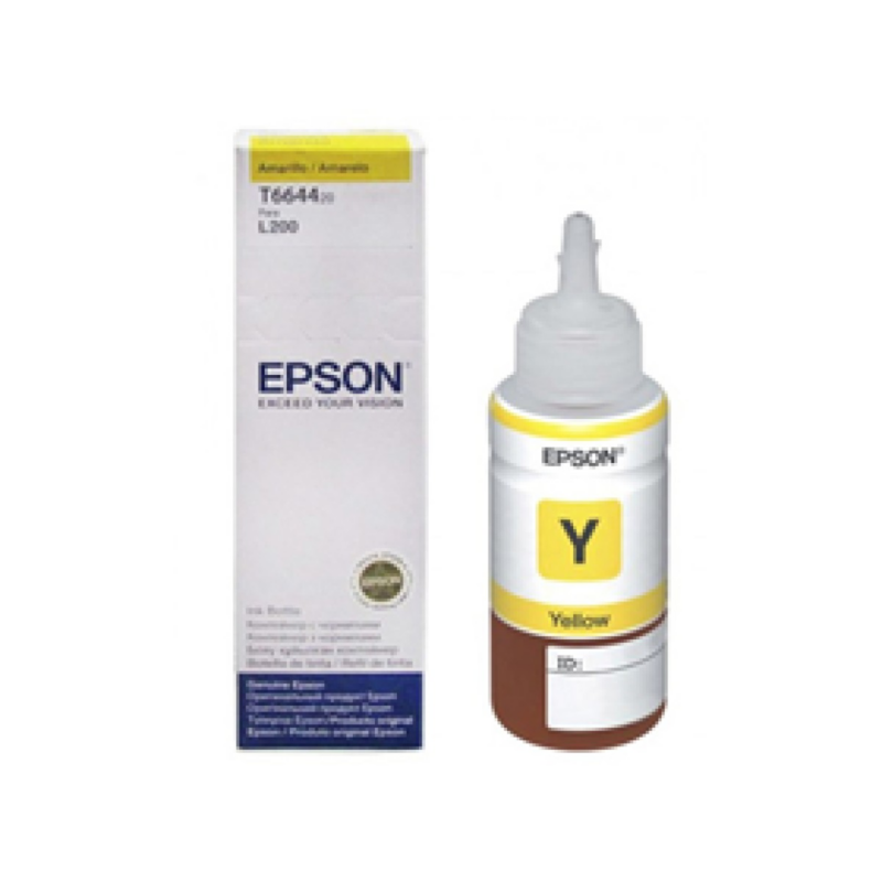 Botella De Tinta Epson 664 Amarillo Para Impresora L110, L120, L200, L210, L350, L355, L555, L1300 70Ml Tramo 3 Jaula