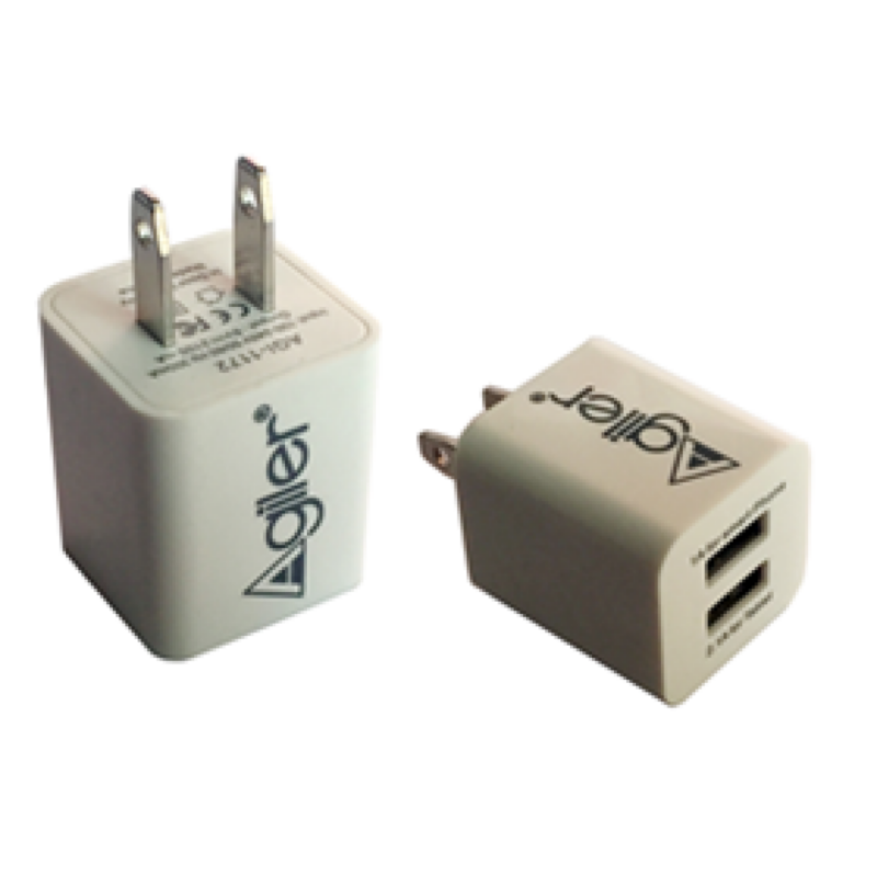 Cargador USB De Pared Agiler P/Celulares,Mp3 , Camaras Y Ipad, Cualquier Dispositivo Que Use Voltaje De 5V. Con 2100 mAh (Agi-1172)