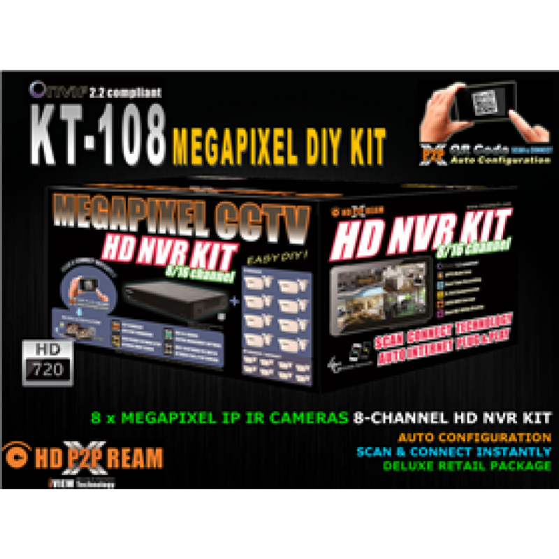 Nvr Iview Kit 8Ch Hd 720P HDMI Con 8 Cámaras Ip 1.0 Mp Kt-108B