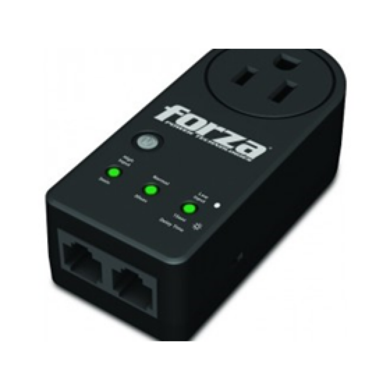 Protector De Voltaje Forza - 1 Salida - 110V/1800W/900J/18000A De Proteccion 2Xrj11/RJ45(In,Out), Indicadores LED De Estado, Temporizador(Hasta 3 Min), Rota 350º, Fvp-1201N