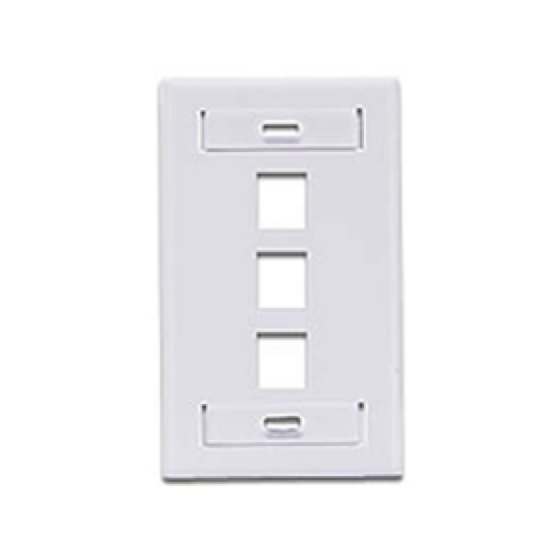 Jack Wall Faceplate Leviton, Salidas 3, Blanca, Con Windows Id