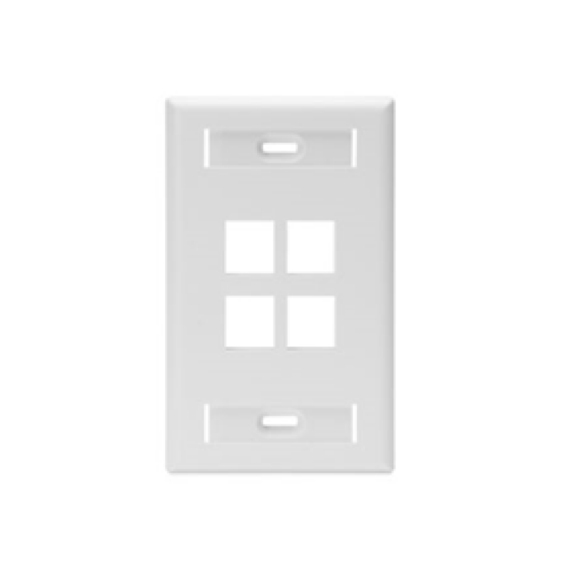 Jack Wall Faceplate Leviton, Salidas 4, Blanca, Con Windows Id