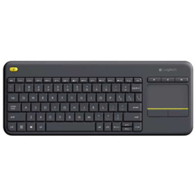 Teclado Y Touchpad Logitech K400 Plus USB Wireless Receiver 2.4Ghz Wireless, Ingles Negro