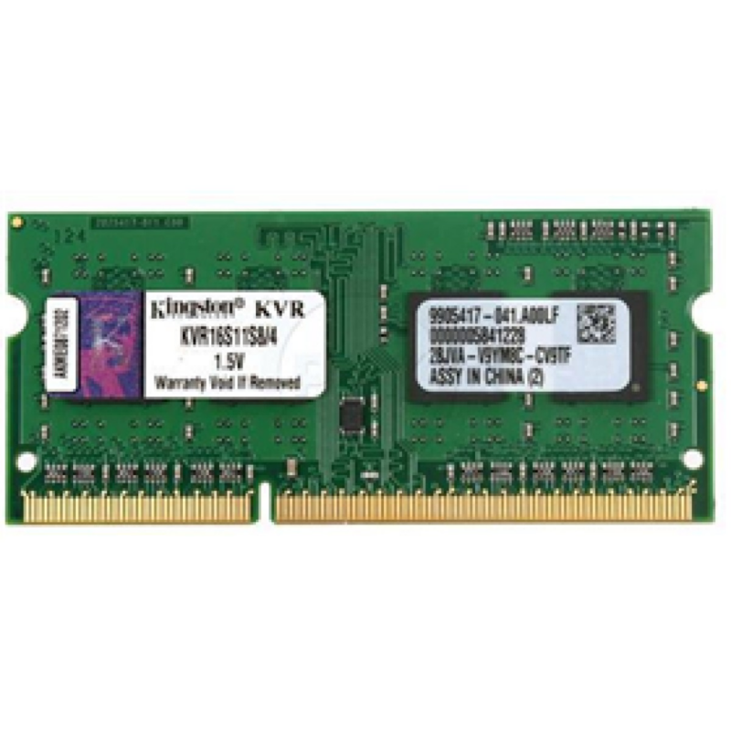 Memoria 4GB (1X4GB) Kingston, P/Laptop, Sodim 1600Mhz, PC3-12800, No-Ecc.