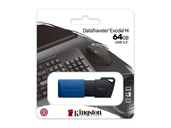 Memoria USB Kingston Datatraveler Exodia M 64GB 3.2 Gen.1 Negro Azul