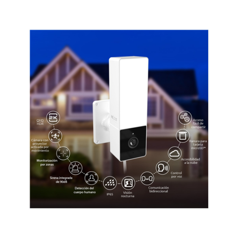Camara Nexxt Nhc-F410 Interior Exterior Smart WiFi 2K Luz Sensor Movimiento