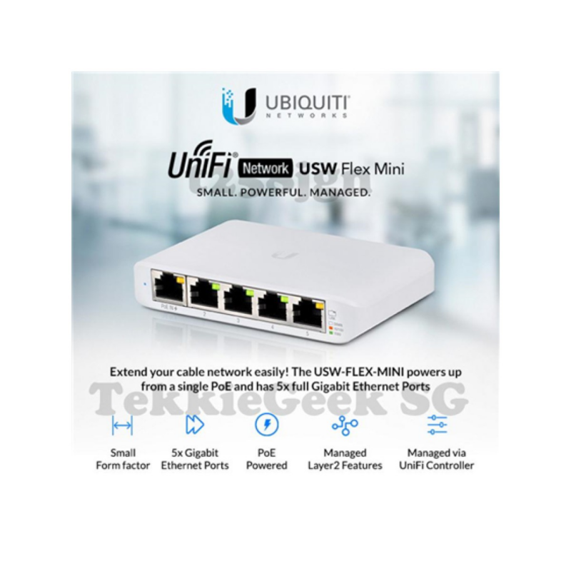 Switch Ubiquiti Flex Mini 5 Puertos 10/100/1000MBps Layer 2 Administrable