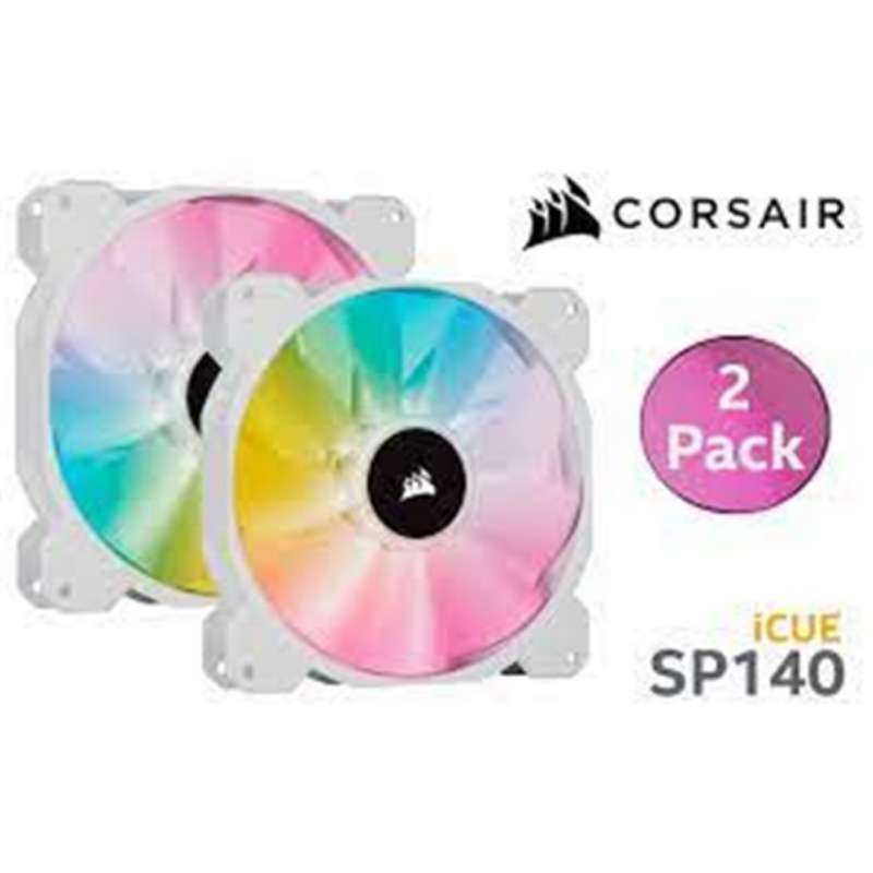 Abanico Corsair Sp140 140mm Dual Pack RGB Elite Performance Blanco