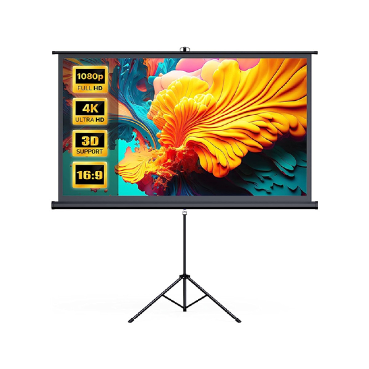 Pantalla Hyz 100" 4K Hd 16:9 Con Tripod 87.1"W X 49"H