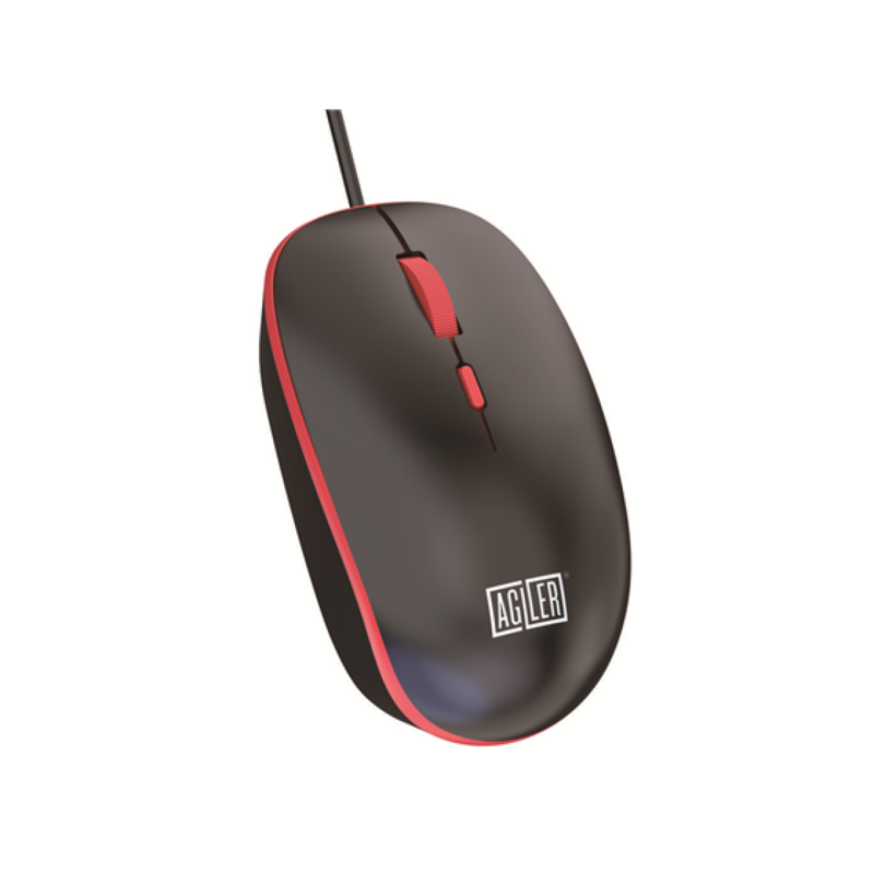 Mouse Agiler 3D Optical Alambrico, USB Rojo