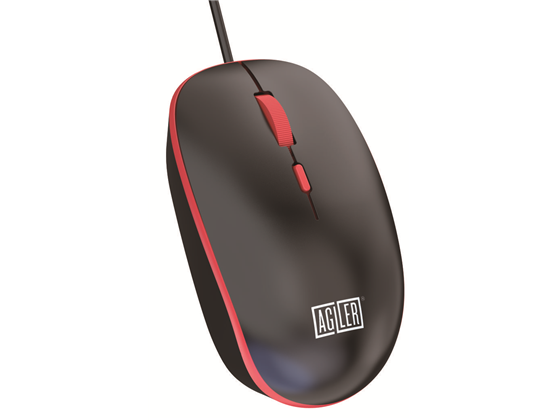 Mouse Agiler 3D Optical Alambrico, USB Rojo