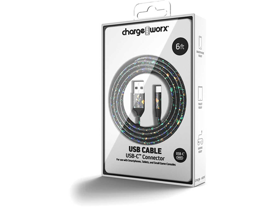 Cable USB-C USB-A Pearl Essence Trenzado 6Ft Negro