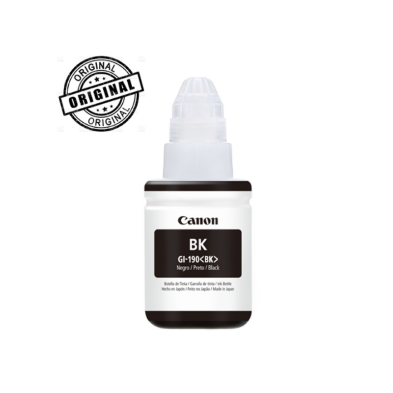 Botella De Tinta Canon Gi-190 Negro 135Ml, Compatible Con Pixma G3100, G2100, G1100, G1110, G2110, G3110, G4111.