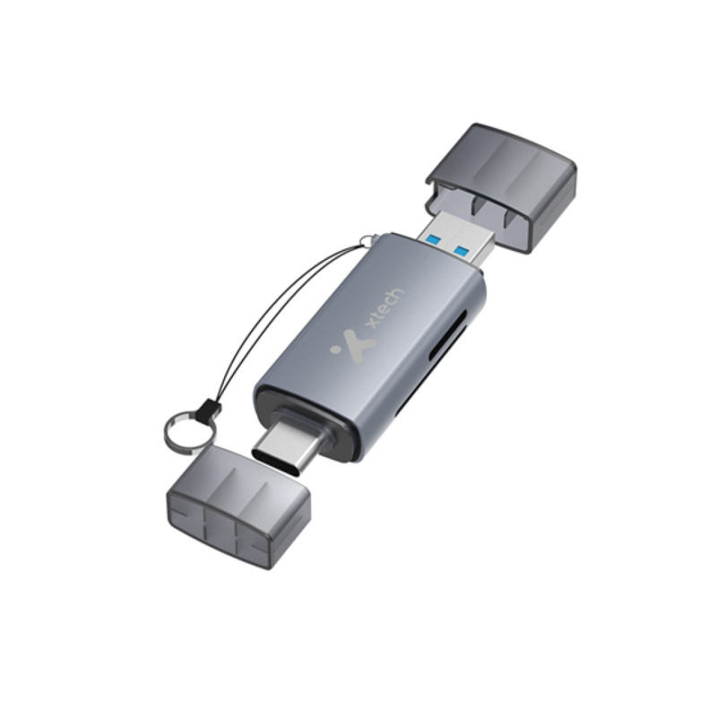 Lector De Tarjetas Xtech Xtc-581 2 En 1 USB-C Y USB 3.0