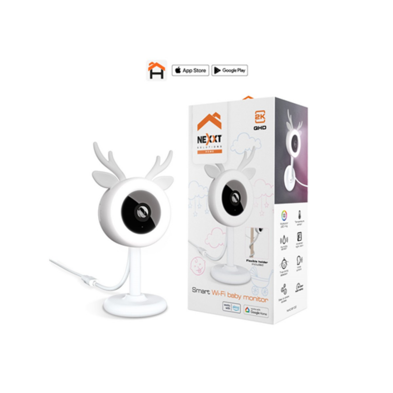 Camara De Vigilancia Nexxt Monitor De Bebe WiFi 2K 4Mp Sensor Temperatura