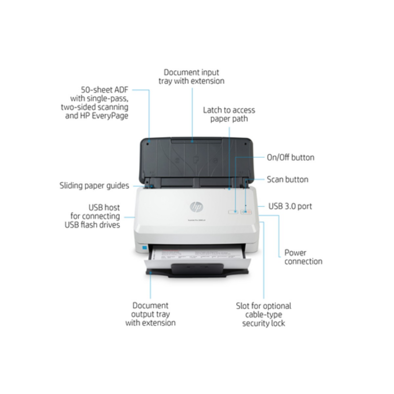 Scanner Hp Scanjet Professional 3000 S4 USB 3.0 600Dpi Adf 50 Hojas