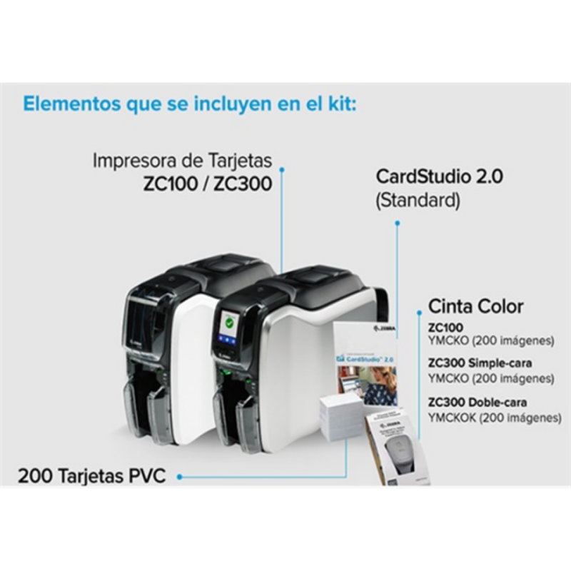 Impresora de Tarjetas Zebra ZC300 Doble Cara 300 dpi USB Ethernet Kit