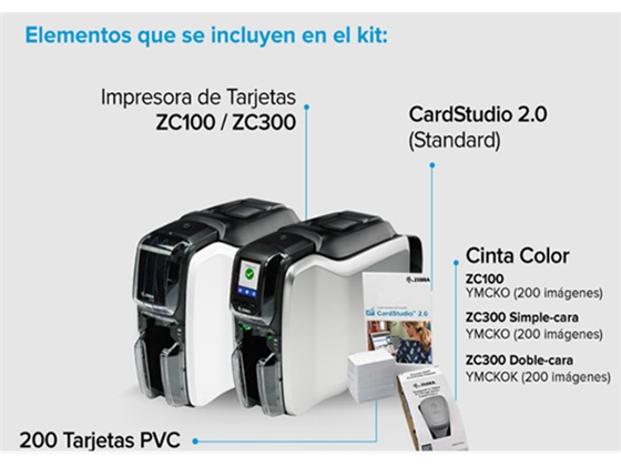 Impresora de Tarjetas Zebra ZC300 Doble Cara 300 dpi USB Ethernet Kit