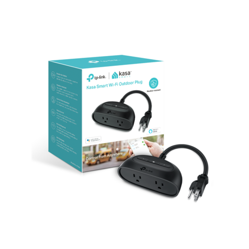 Tomacorriente Smart WiFi Exterior Tp-Link Kasa Kp400 2 Salidas Ip64