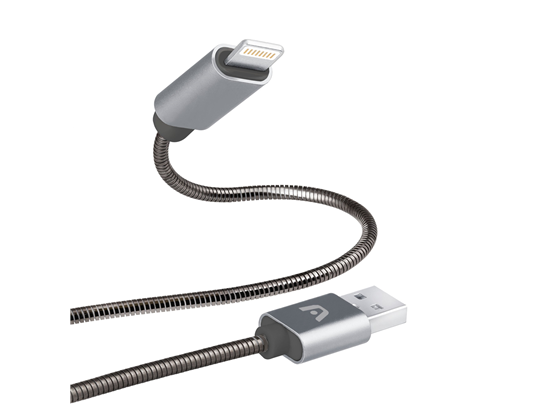 Cable Argom Tipo-A 2.0 A Lightning Trenzado Flexible 1M Gris