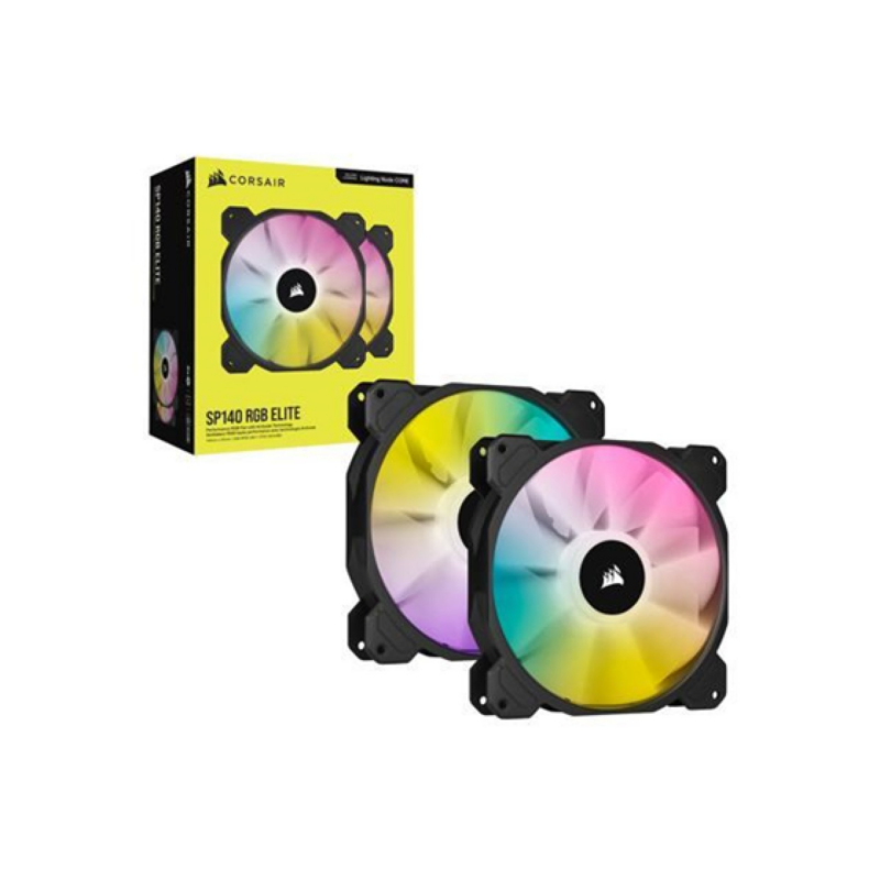 Abanico Corsair Sp140 140mm Dual Pack RGB Elite Performance Negro