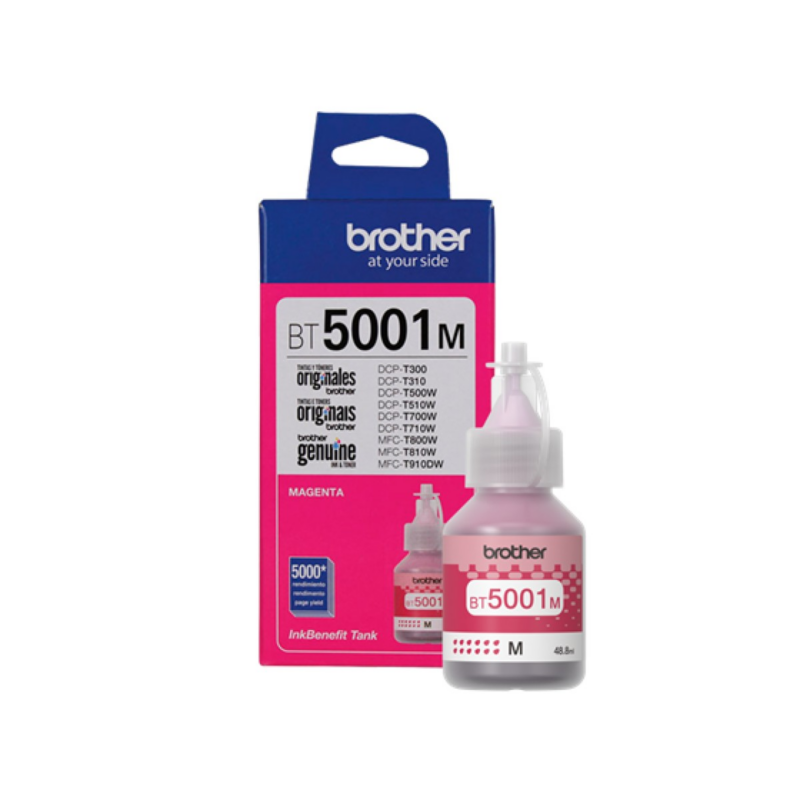 Botella De Tinta Brother BT5001M Magenta 48.8Ml Para Impresora DCP-T420