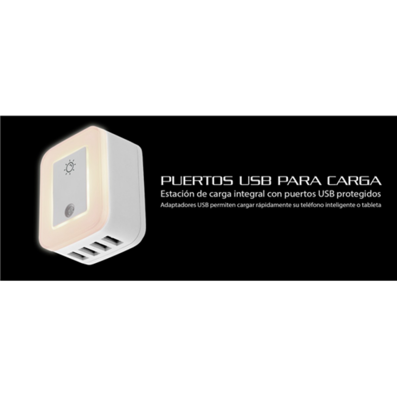 Tomacorriente Forza Fwt-4012USB 4 Puertos USB 4.8 Amp Luz Nocturna