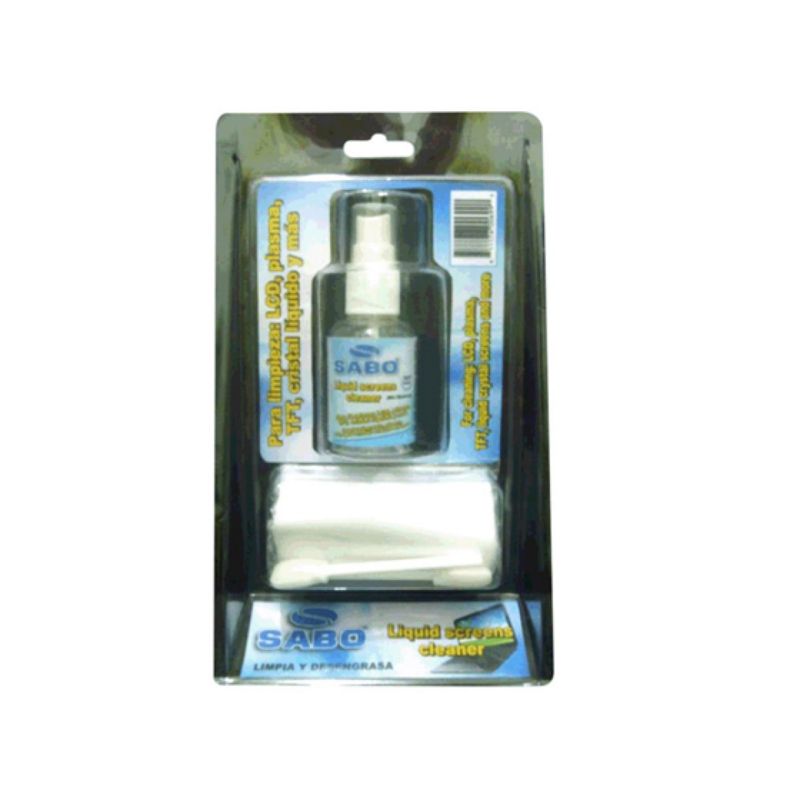 Limpiador De Pantalla Digital Sabo, Kit Contiene 1 Liquid Limpiador De Pantallas, 2 Wipes Secos Reusables