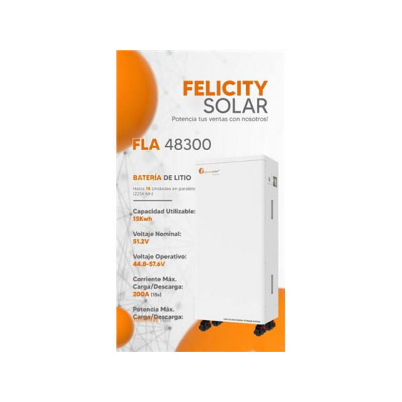 Batería Lithium Fla48300 48V 300Ah 15Kwh