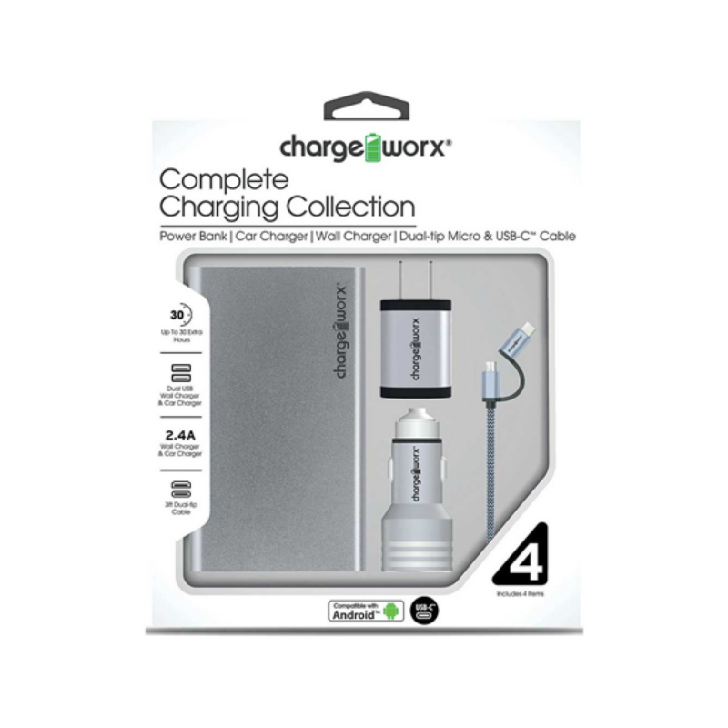 Kit Power Bank Chargeworx Cx6703Sl 3Ft Plateado 30Hrs