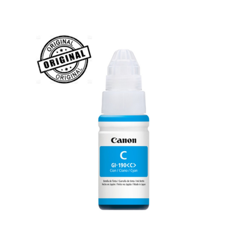 Botella De Tinta Canon Gi-190 Cyan 70Ml, Compatible Con Pixma G3100, G2100, G1100, G1110, G2110, G3110, G4111