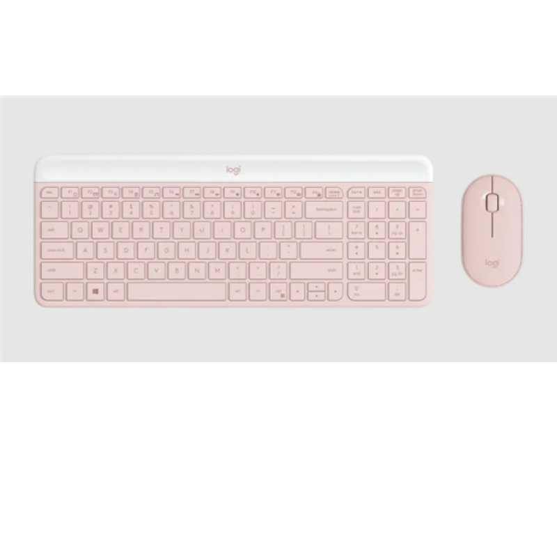 Teclado Mouse Logitech Mk470 Slim Español Color Rosado Wireless USB