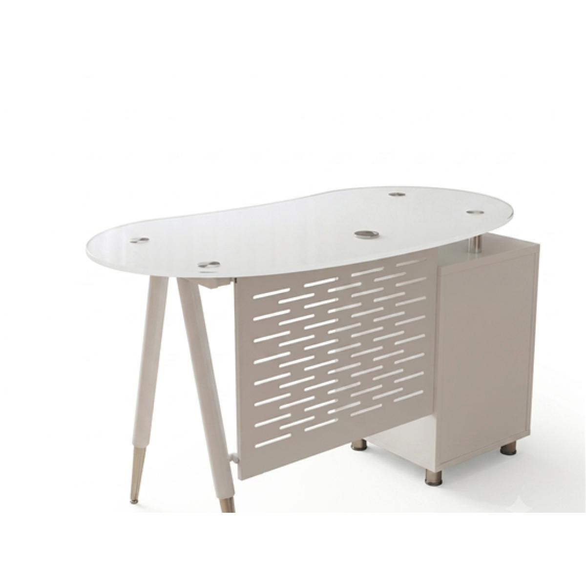 ESCRITORIO MYO CON 1 CAJÓN, BASE DE METAL, TOPE DE VIDRIO, COLOR BLANCO (SIT-D390W).